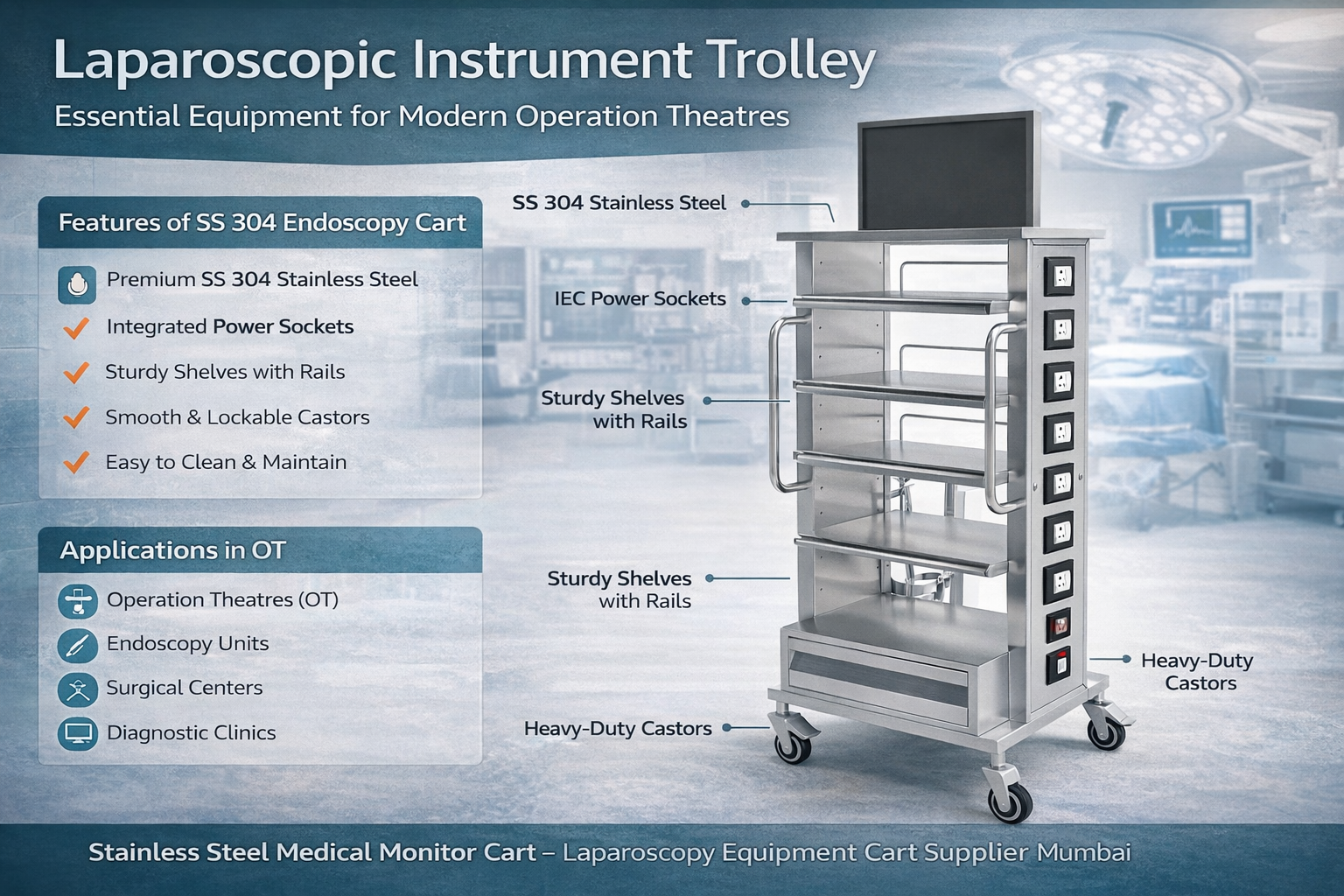 SS Endoscopy Trolley Manufacturer in Mumbai
