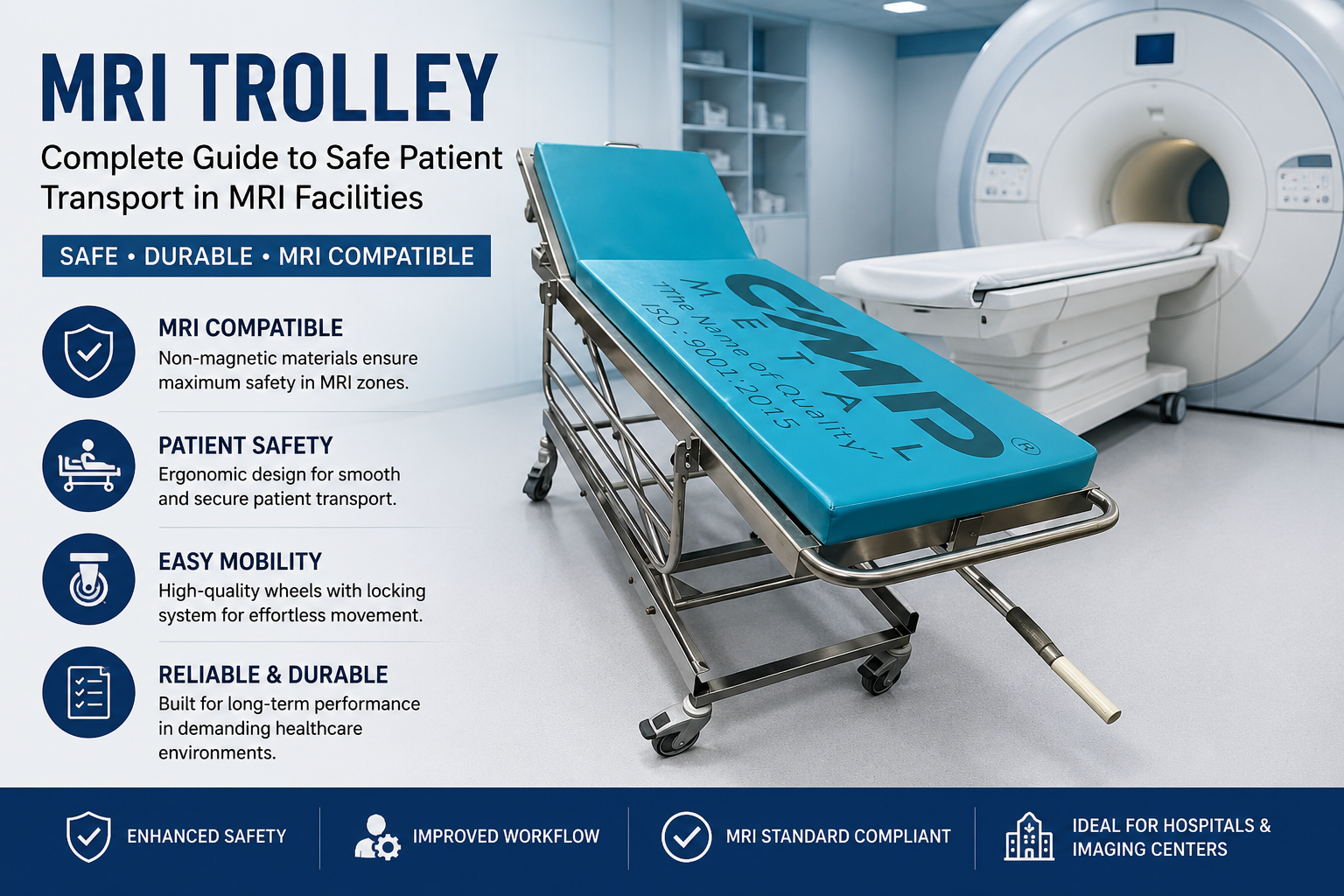 MRI Trolley - MRI Compatible Patient Trolley