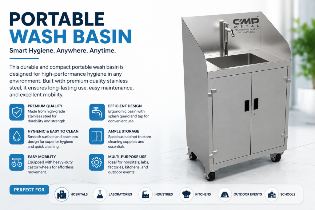 Portable sink for convenient and hygienic hand washing in healthcare facilities.