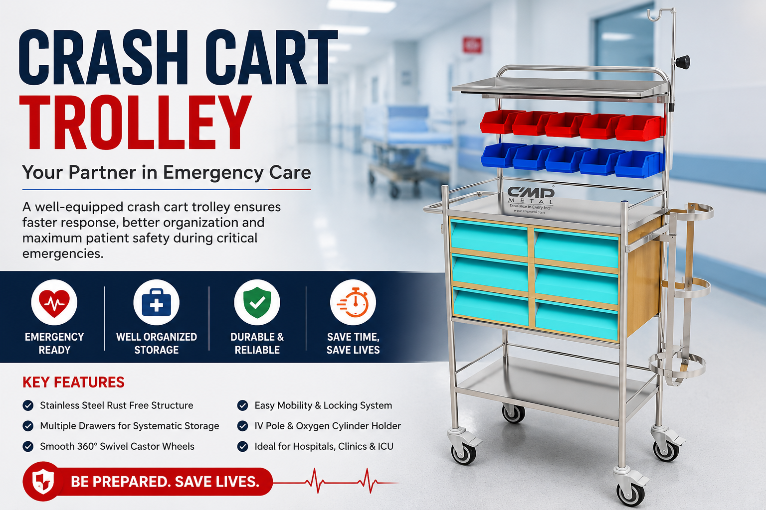 Crash Cart Trolley