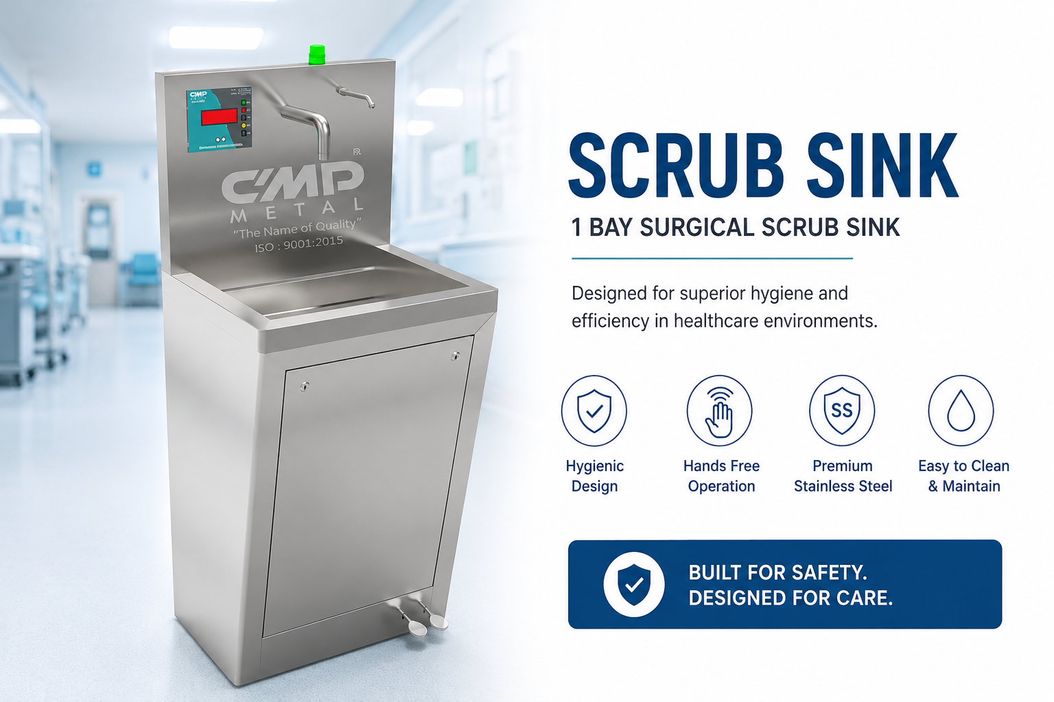Scrub Sink - Stainless Steel Surgical Scrub Sink for Hospital and Operation Theatre