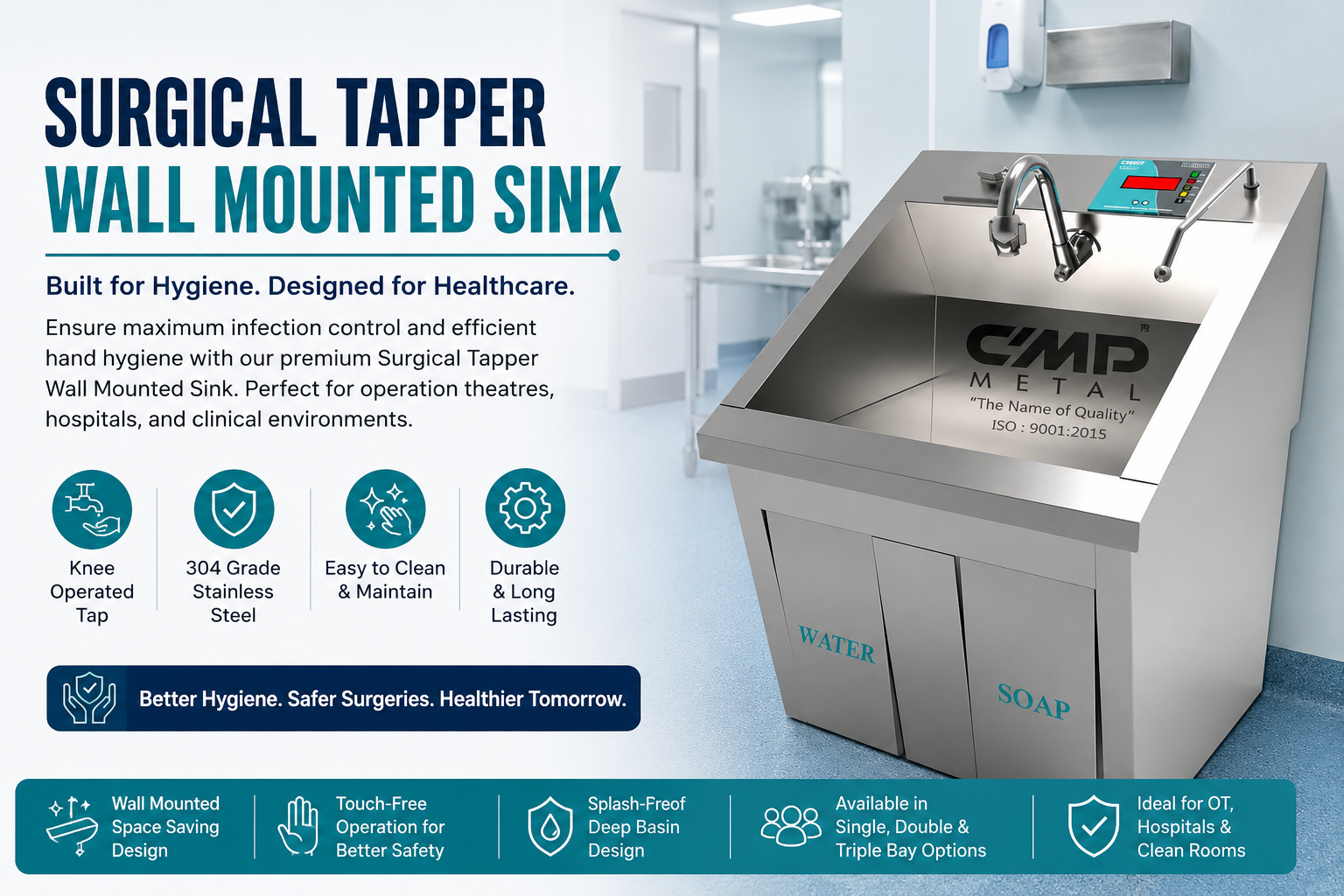 Surgical Tapper Wall Mounted Sink