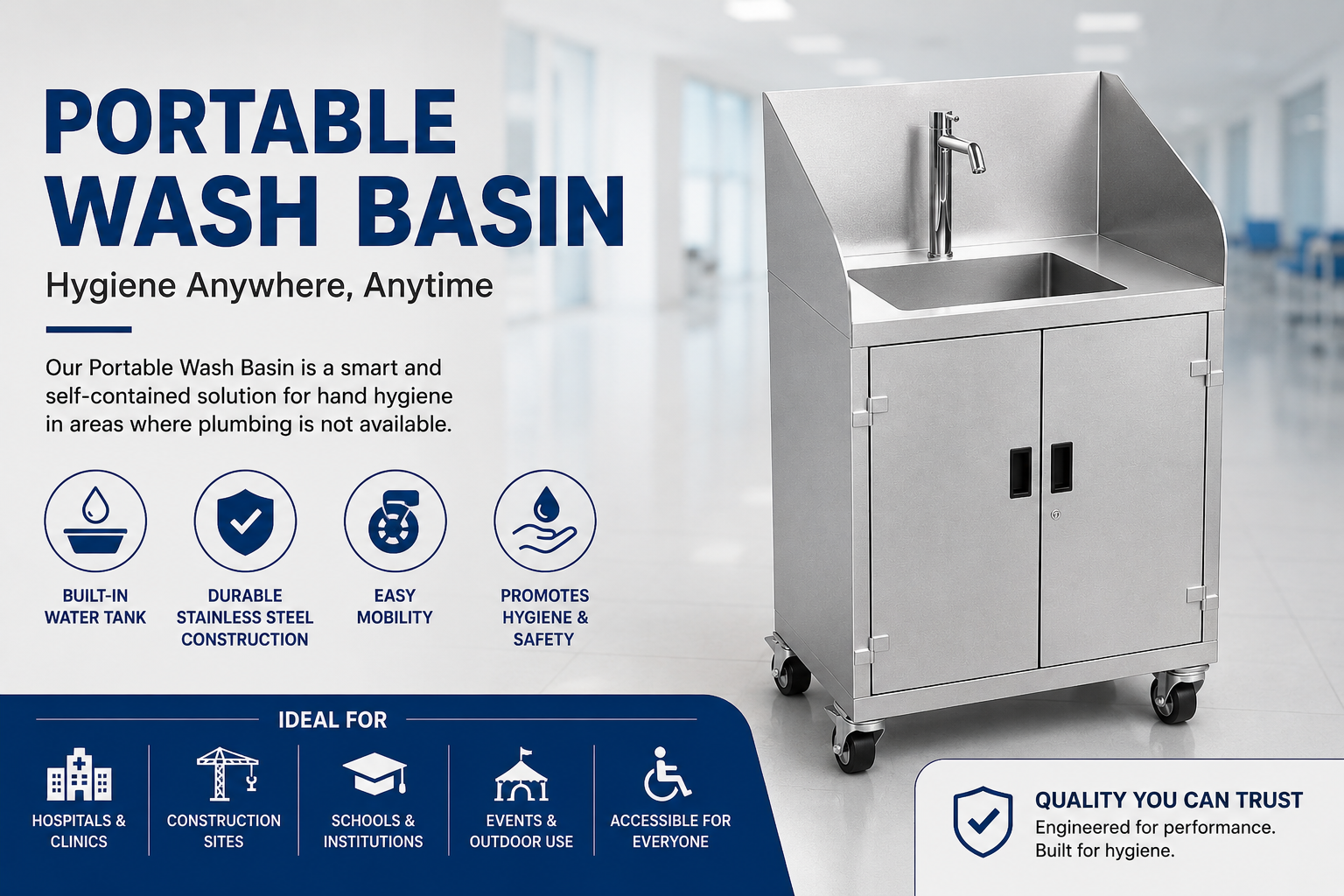 Portable Wash Basin with Water Tank | CMP METAL