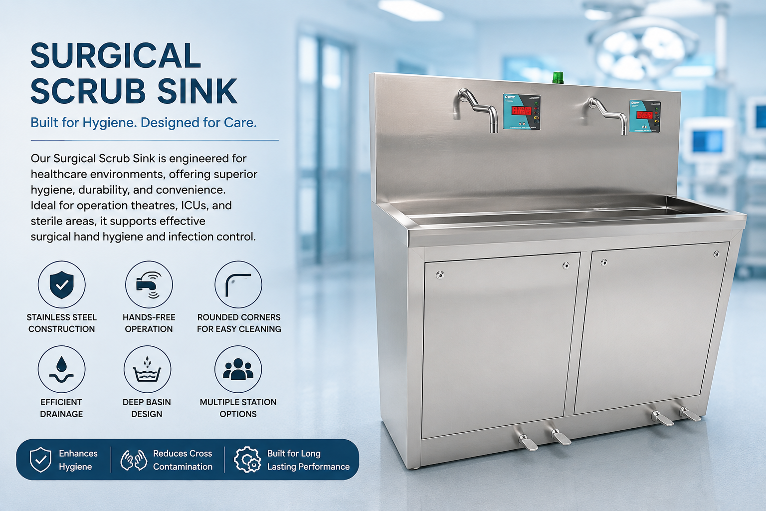 Surgical Scrub Sink for Hospitals and Operation Theatres