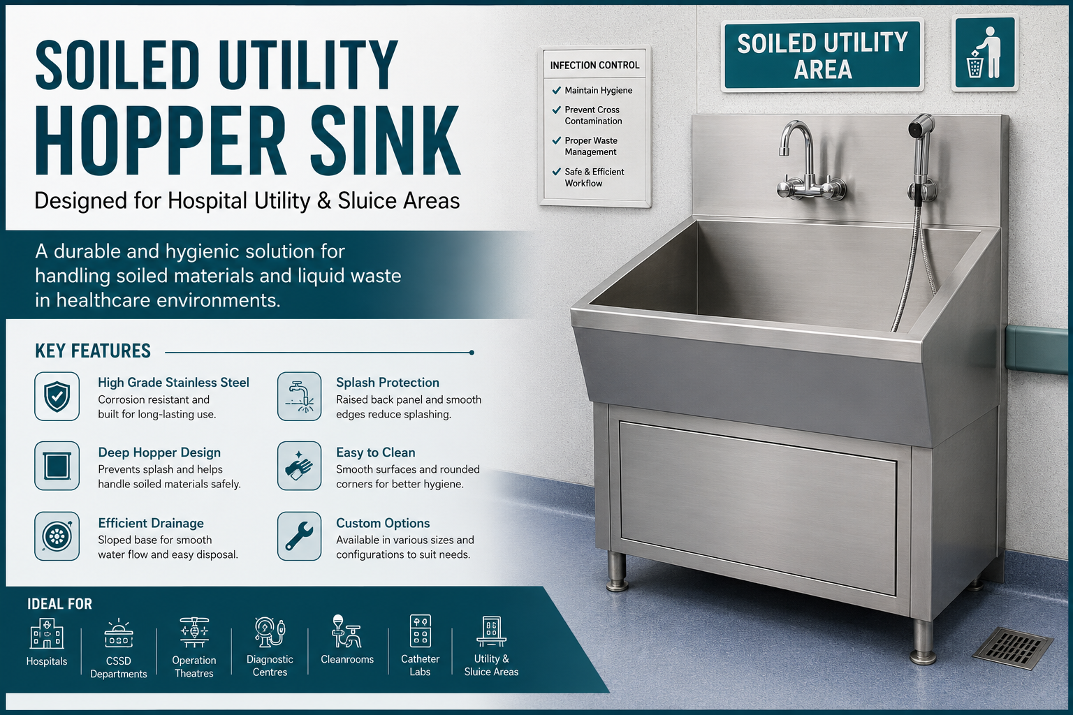 Soiled Utility Hopper Sink Soiled Utility Hopper Sink for Hospitals and Healthcare Facilities