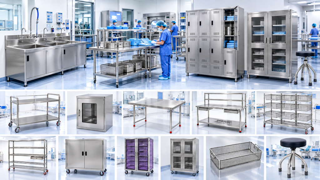 CSSD locker manufacturing and stainless steel storage furniture for hospital CSSD departments