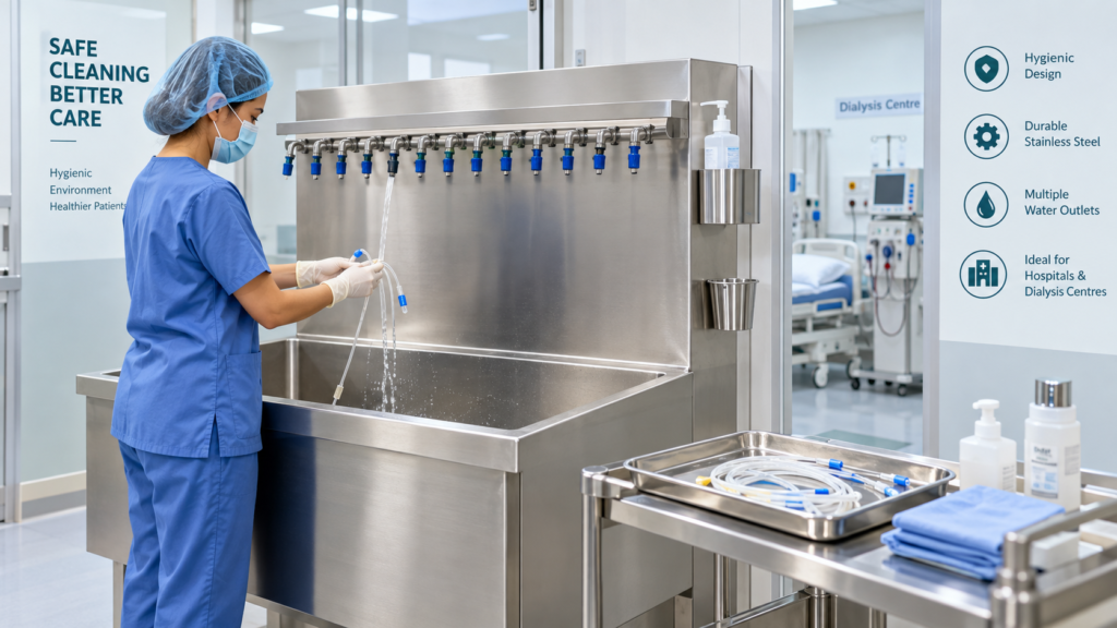 Stainless steel catheter washing sink manufacturer for hospitals