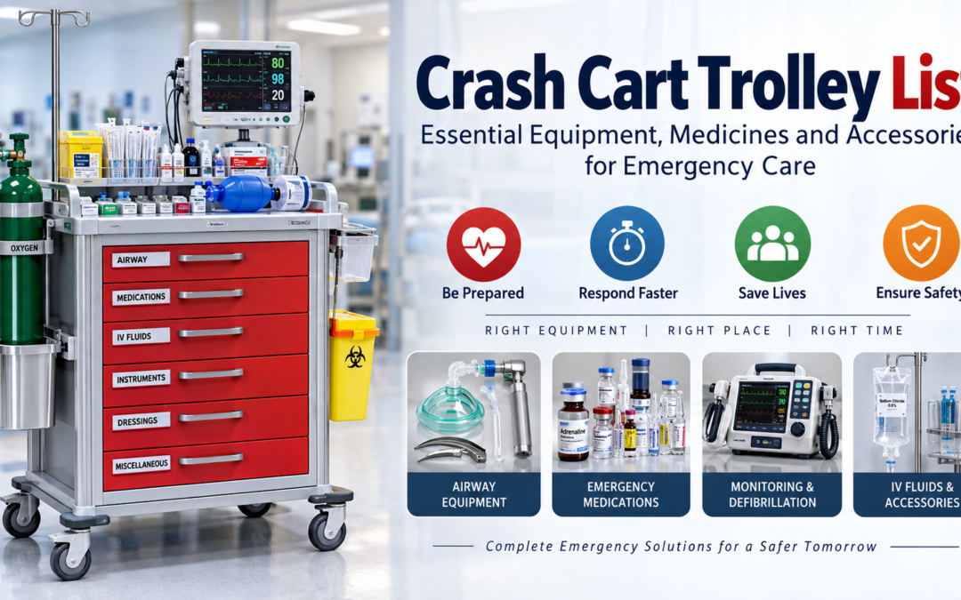 Crash Cart Trolley List: Essential Equipment, Medicines and Accessories
