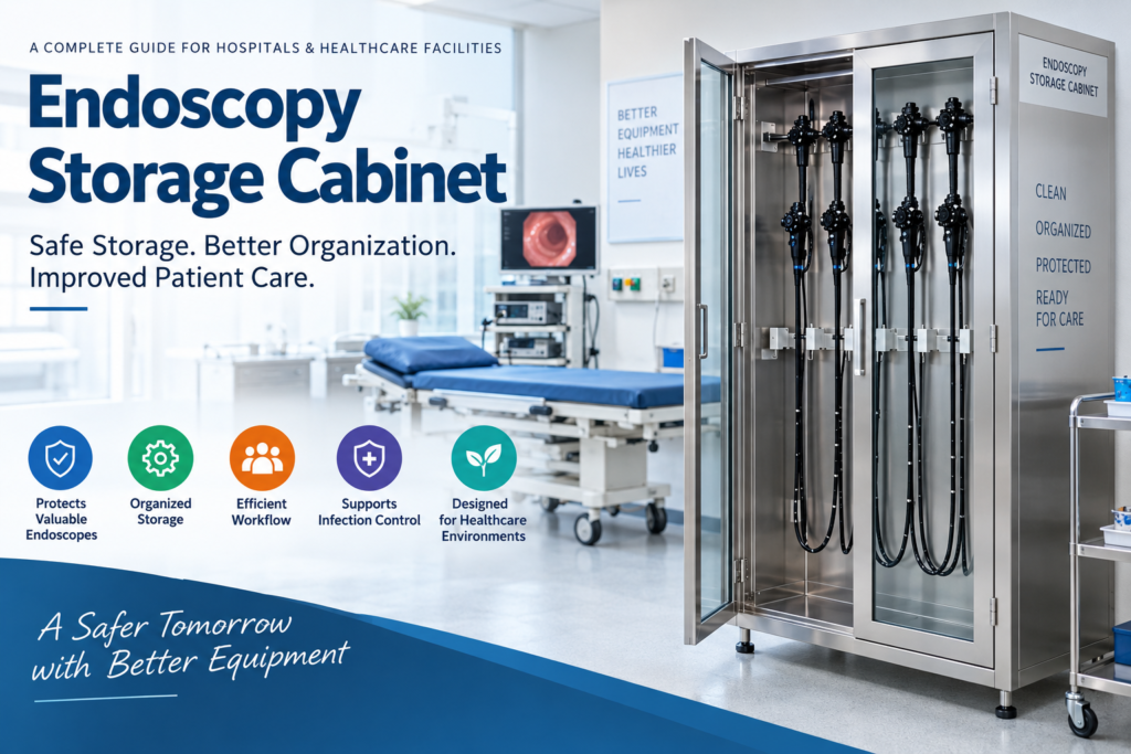 Stainless steel endoscopy storage cabinet for organized flexible endoscope storage in hospitals