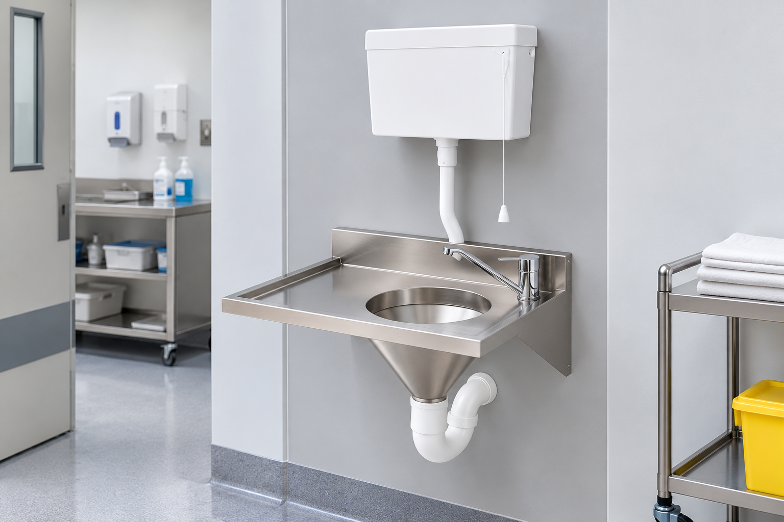 Hopper Sink Medical for Hospital Soiled Utility Room
