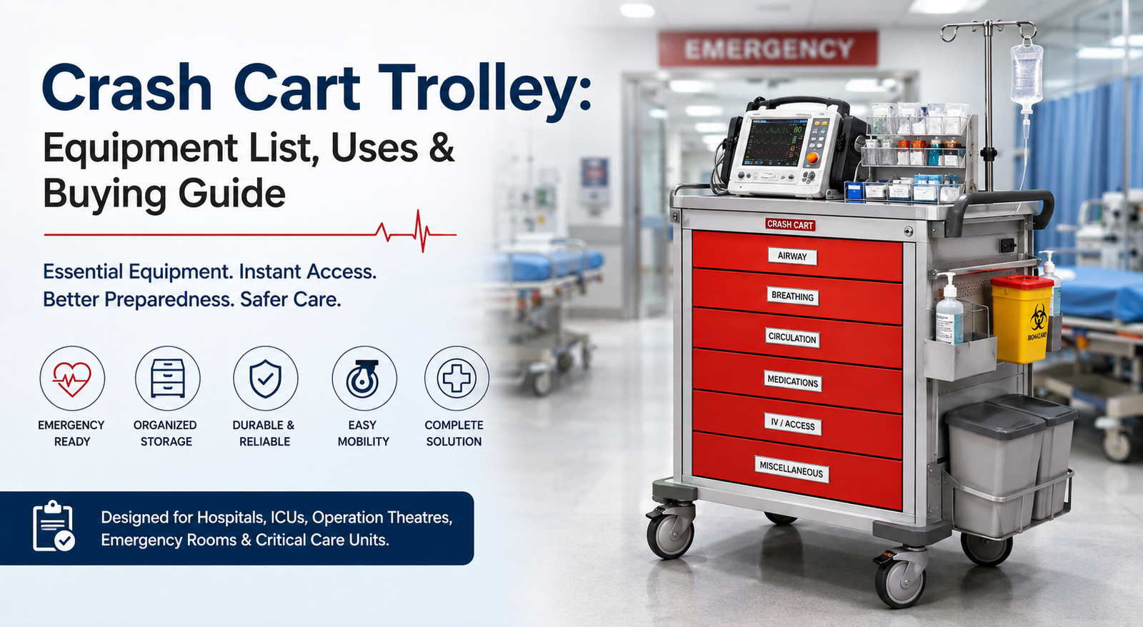 Crash Cart Trolley Equipment List, Uses and Buying Guide