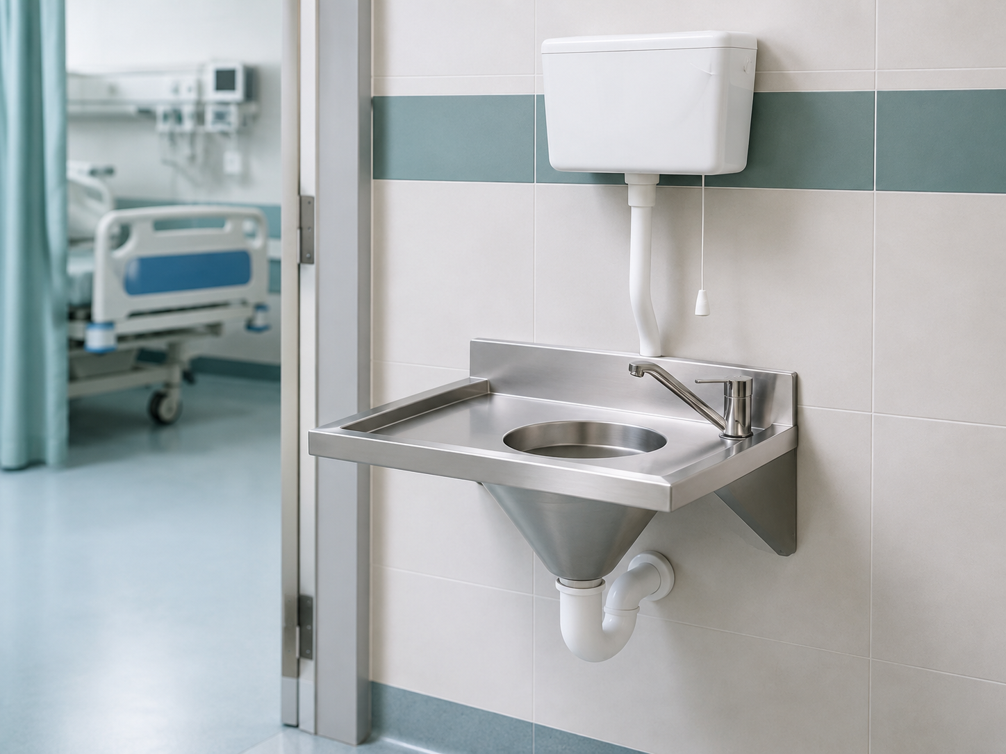 Stainless steel hospital slop hopper for healthcare waste disposal