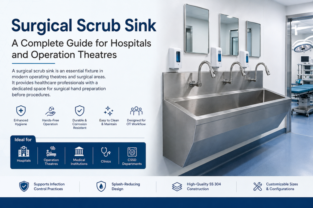 Surgical scrub sink stainless steel for hospital operation theatre
