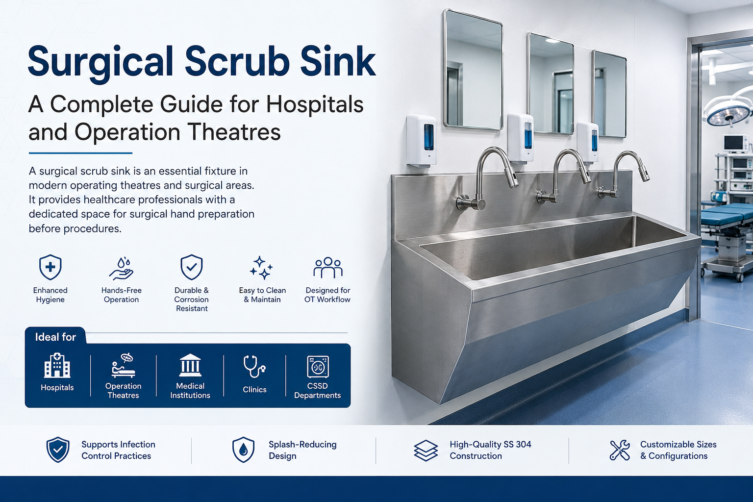 Surgical Scrub Sink for Hospitals and Operation Theatres