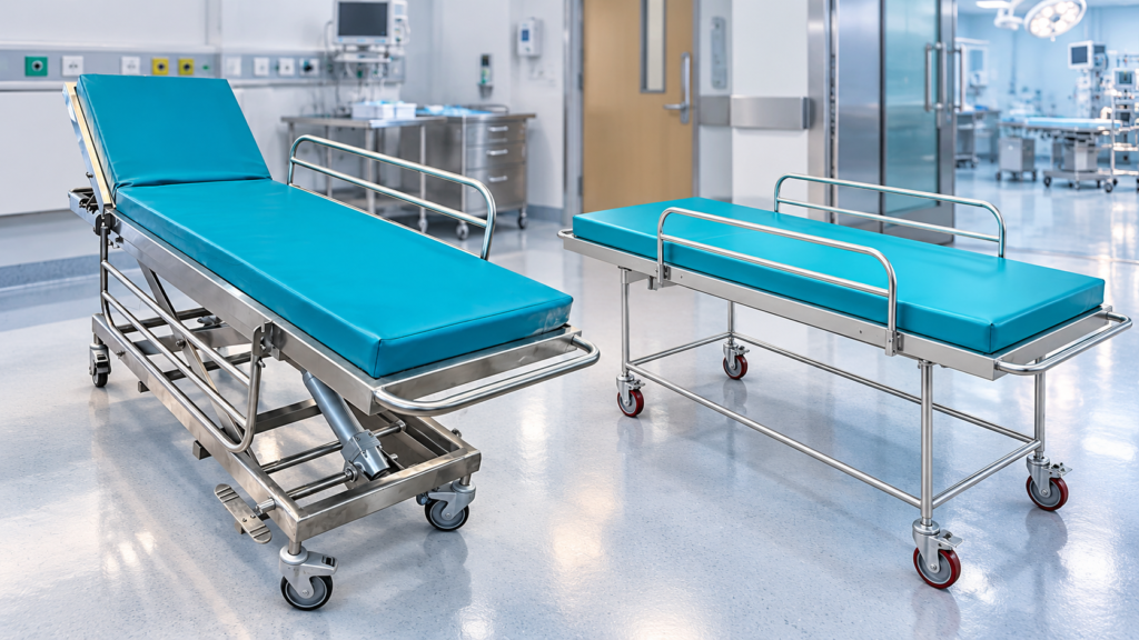 Non Magnetic MRI Trolley for safe patient transport in MRI departments