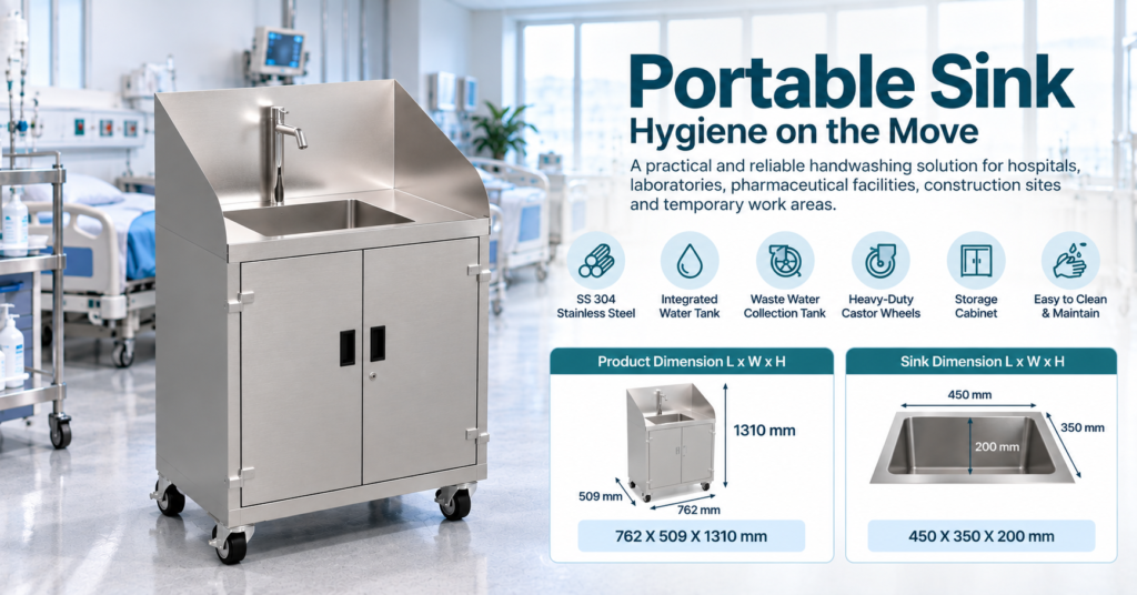 SS 304 Stainless Steel Portable Hand Washing Sink Manufacturer in India – CMP METAL