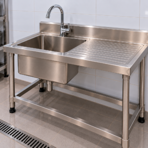 Single Bowl Stainless Steel Drainboard Sink for Commercial Kitchens