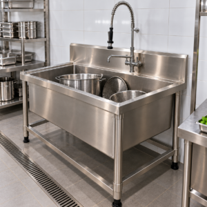 Stainless Steel Deep Pot Washing Sink with Jaguar Faucet