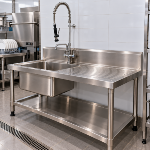 Stainless Steel Pre-Rinse Sink Table for Commercial Kitchens