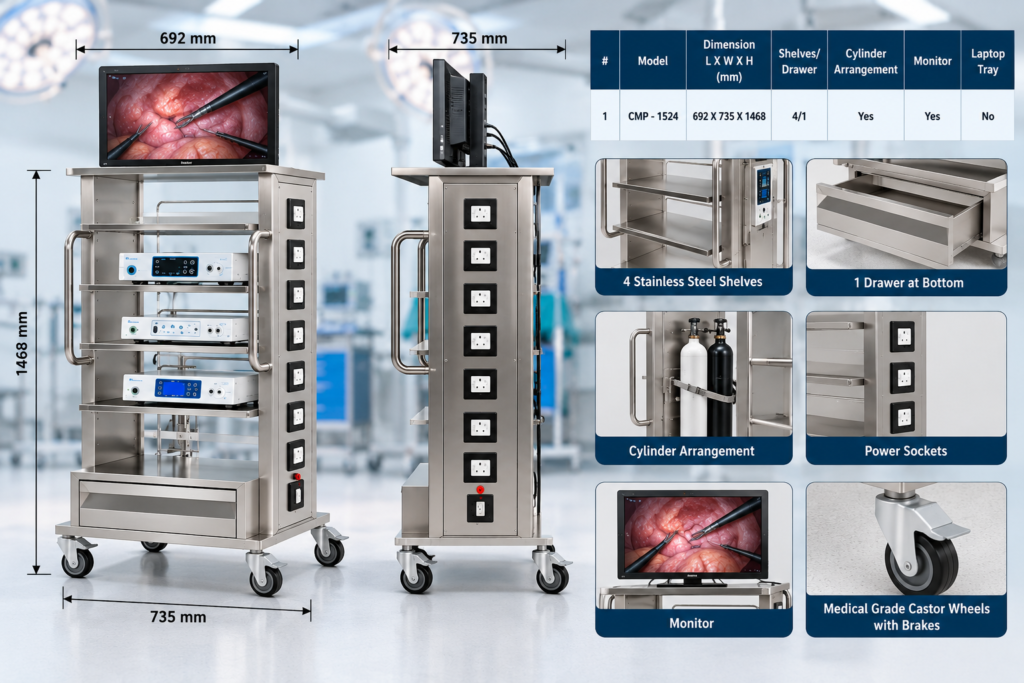 Laparoscopy trolley for laparoscopic instruments in hospital operation theatre